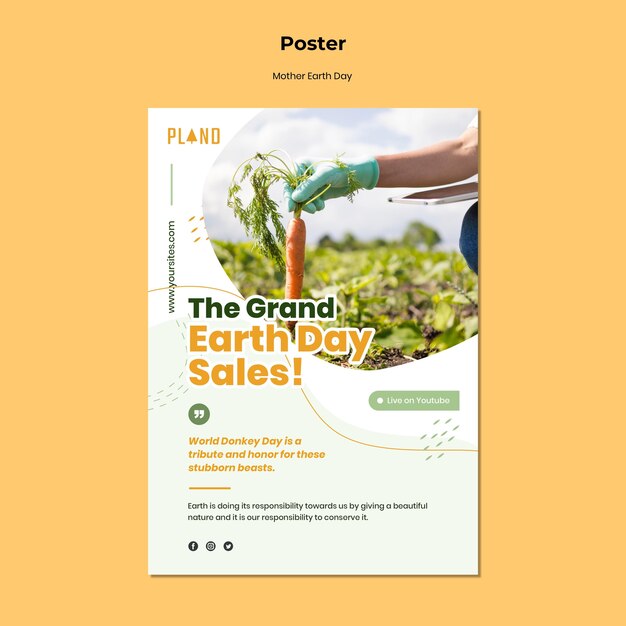 Modello di poster di madre terra giorno con foto