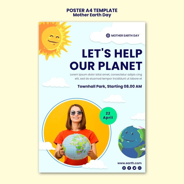 Modello di poster di madre terra giorno