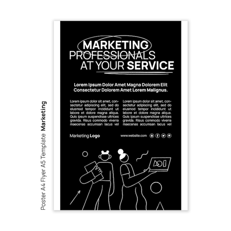 PSD gratuito modello di poster di marketing disegnato a mano