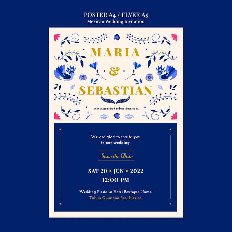 PSD gratuito modello di poster di matrimonio messicano