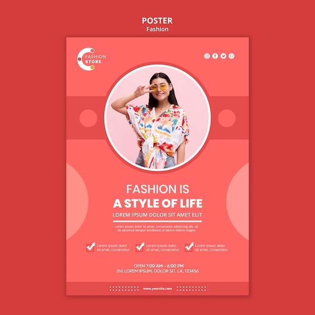 Modello di poster di moda con foto