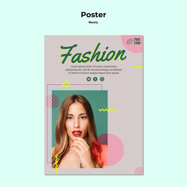 Modello di poster di moda e bella donna