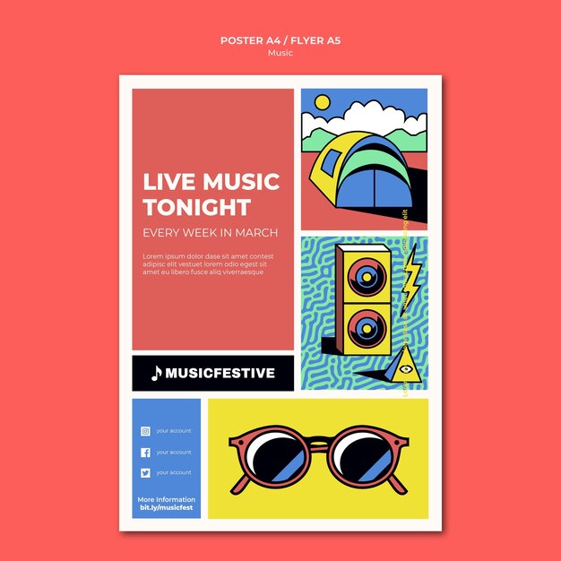 Modello di poster di musica dal vivo