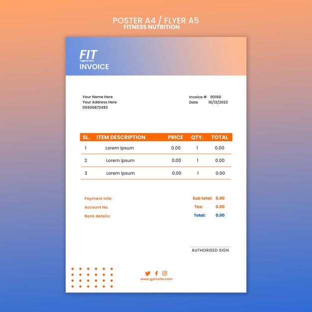 Modello di poster di nutrizione fitness