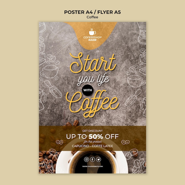 PSD gratuito modello di poster di offerta speciale caffè