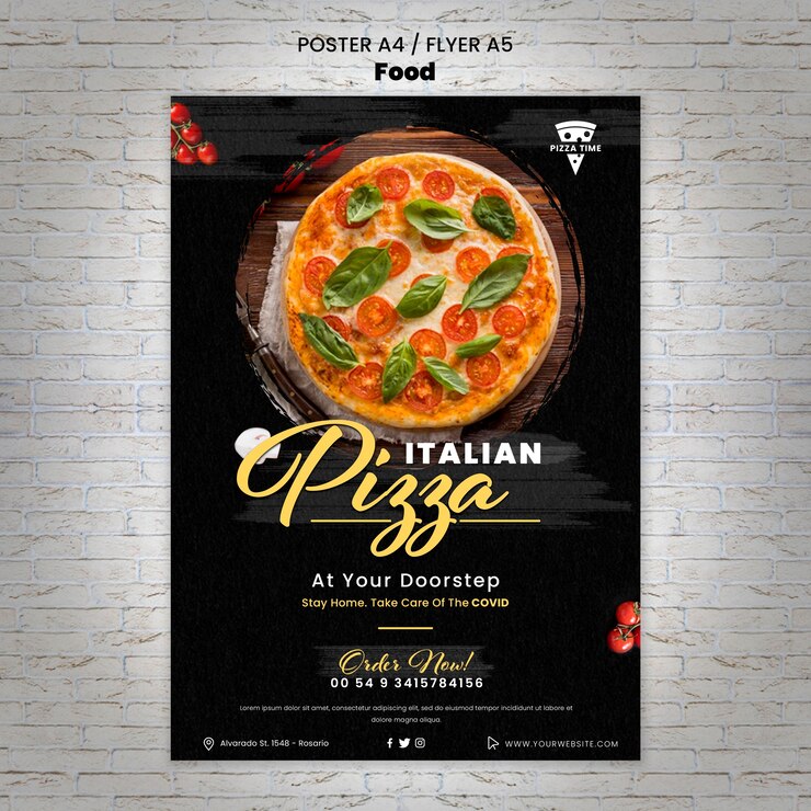 PSD gratuito modello di poster di pizza italiana