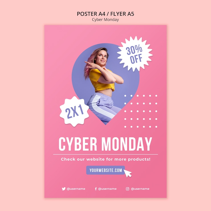 PSD gratuito modello di poster di promozione del cyber lunedì