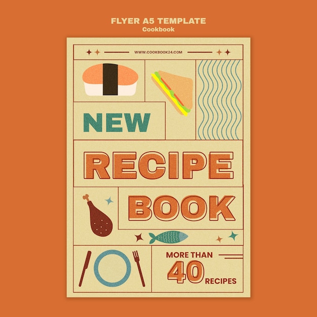Modello di poster di ricette di libri di cucina
