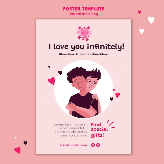 Modello di poster di San Valentino illustrato