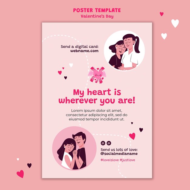 Modello di poster di San Valentino illustrato