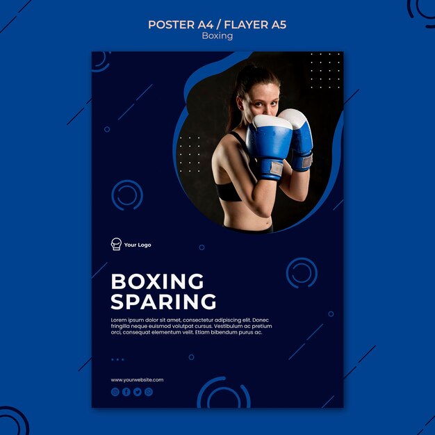 Modello di poster di sport di allenamento con risparmio di boxe