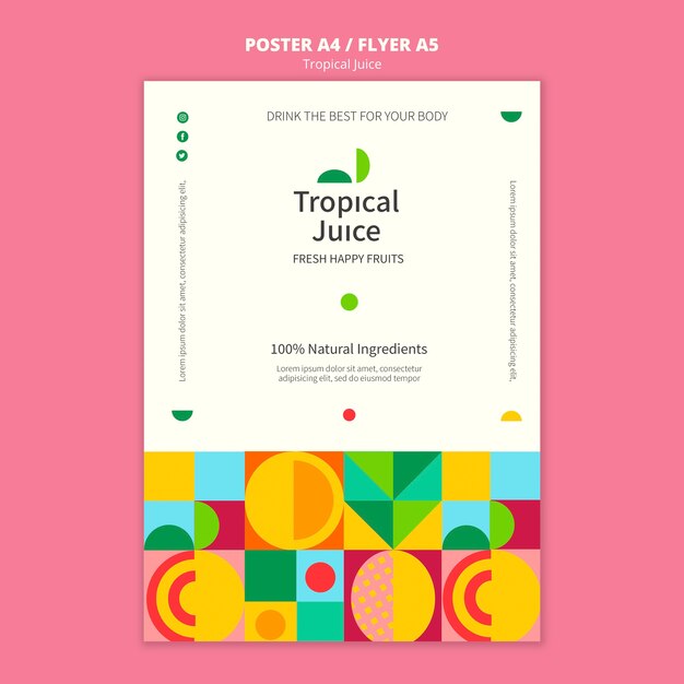 Modello di poster di succo tropicale
