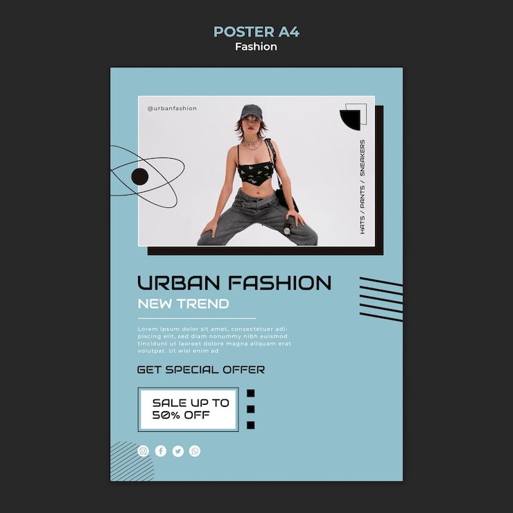 PSD gratuito modello di poster di tendenze della moda