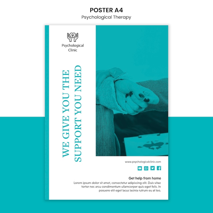 PSD gratuito modello di poster di terapia psicologica