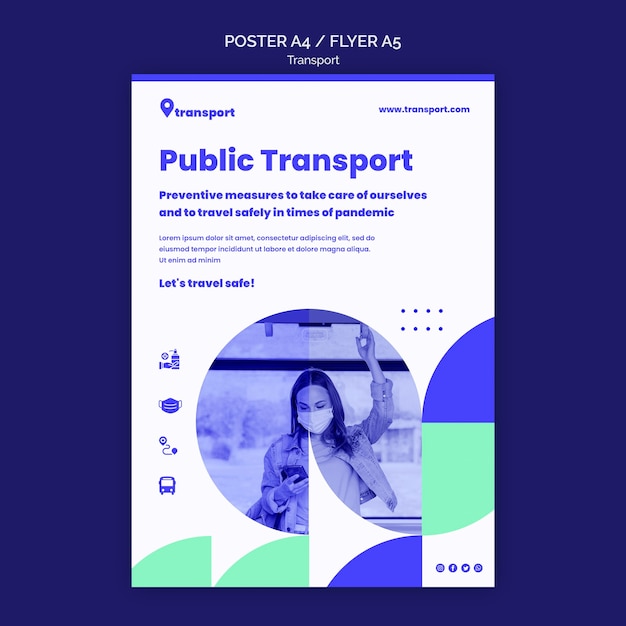 Modello di poster di trasporto pubblico sicuro