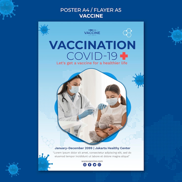 PSD gratuito modello di poster di vaccino