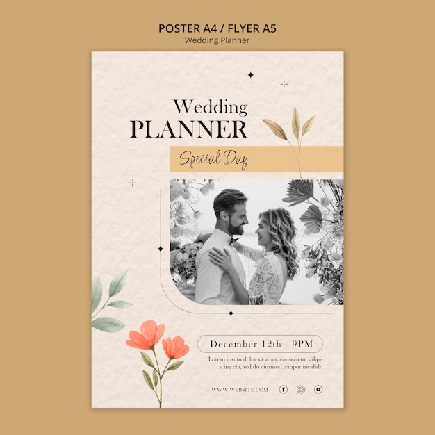 Modello di poster di wedding planner