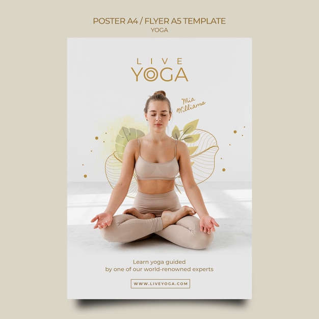 Modello di poster di yoga dal vivo