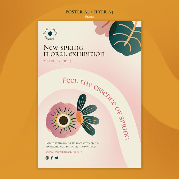 Modello di poster e volantino di primavera sfumata