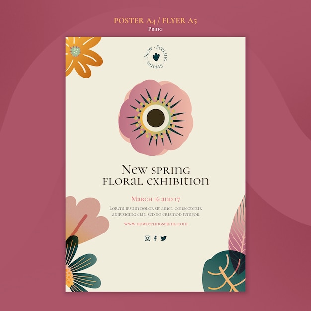 Modello di poster e volantino di primavera sfumata