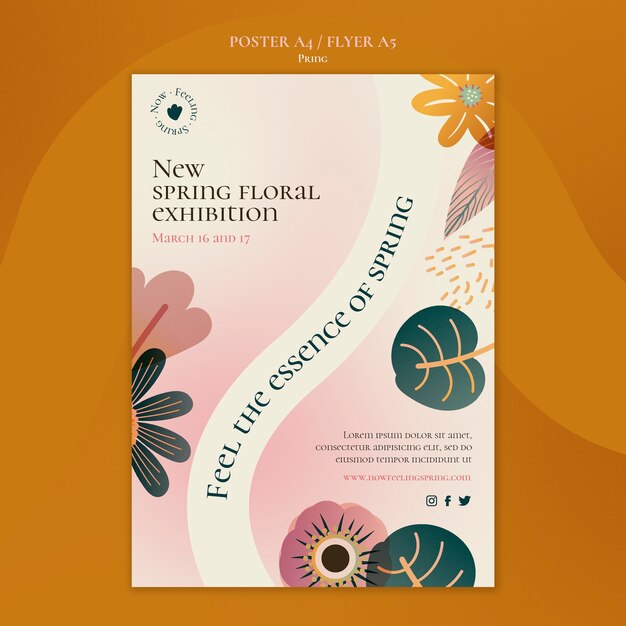 Modello di poster e volantino di primavera sfumata