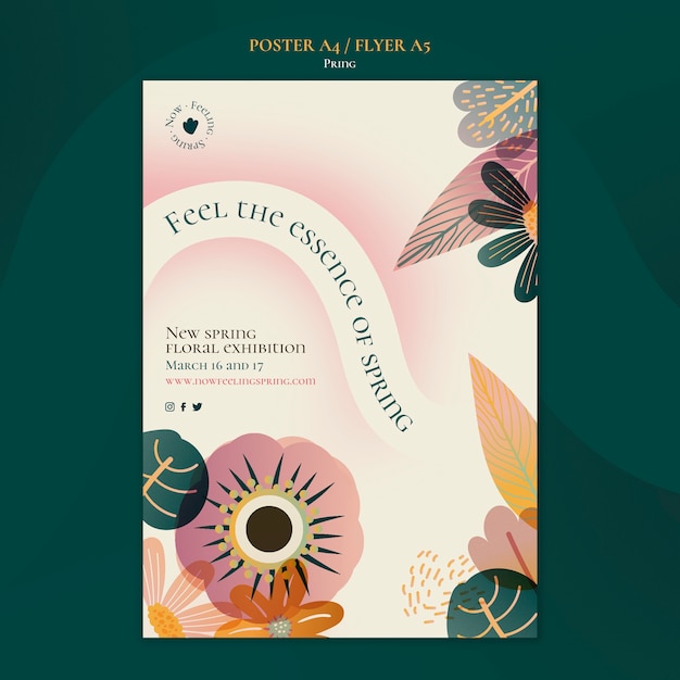 Modello di poster e volantino di primavera sfumata