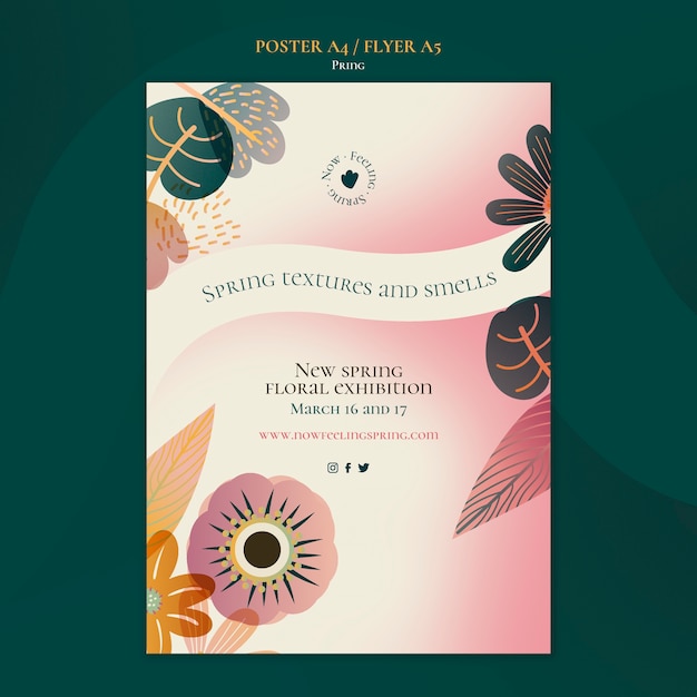 Modello di poster e volantino di primavera sfumata