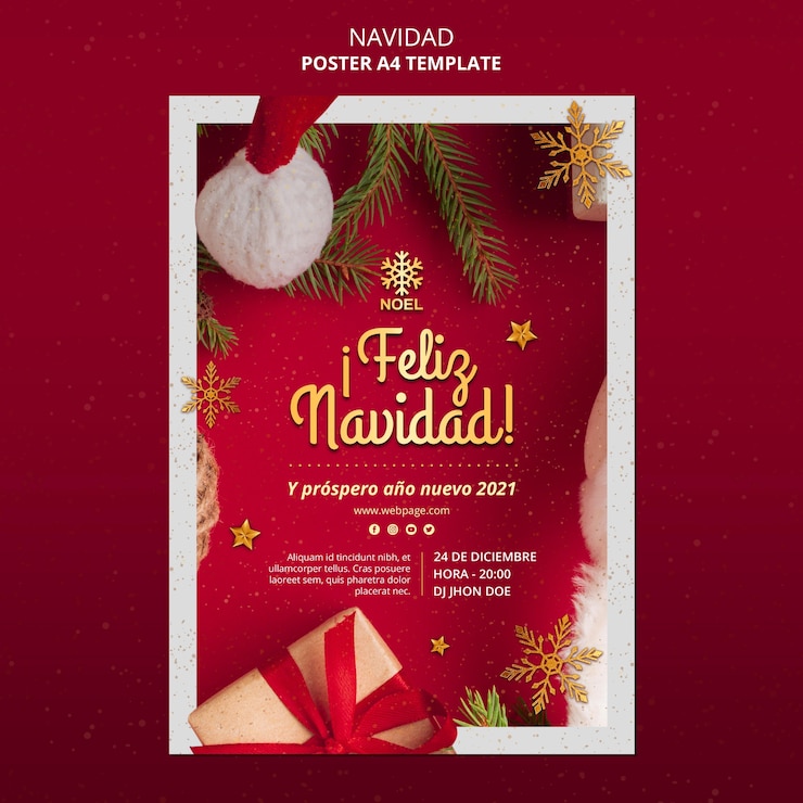 PSD gratuito modello di poster feliz navidad con foto