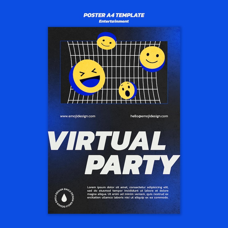 PSD gratuito modello di poster festa virtuale