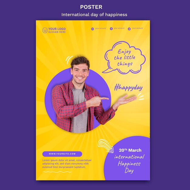 Modello di poster giornata internazionale della felicità