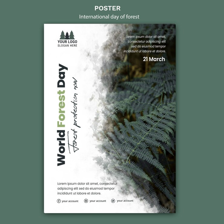 PSD gratuito modello di poster giornata mondiale della foresta