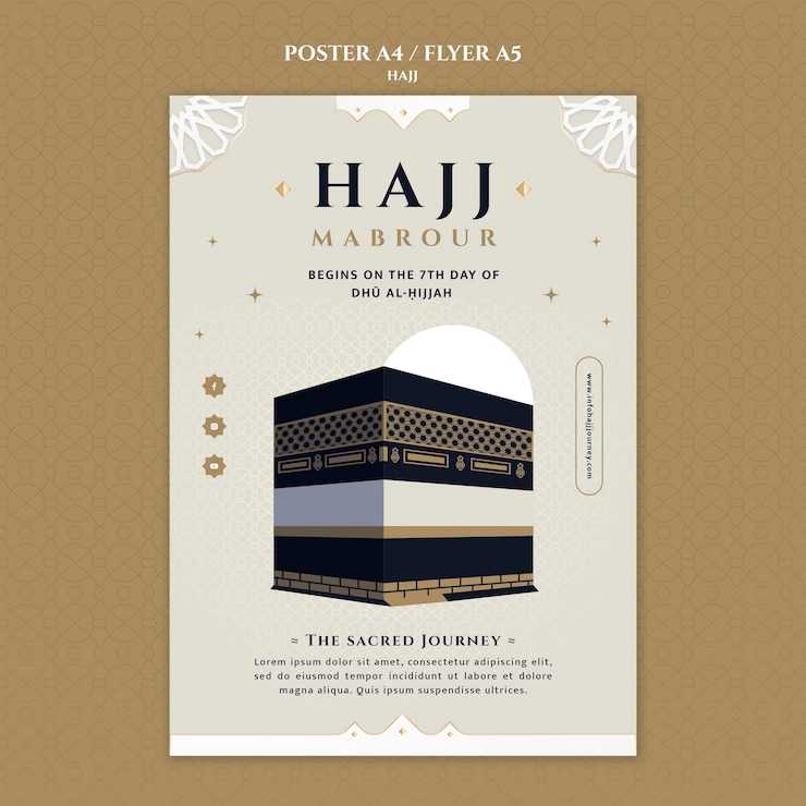 PSD gratuito modello di poster hajj design piatto