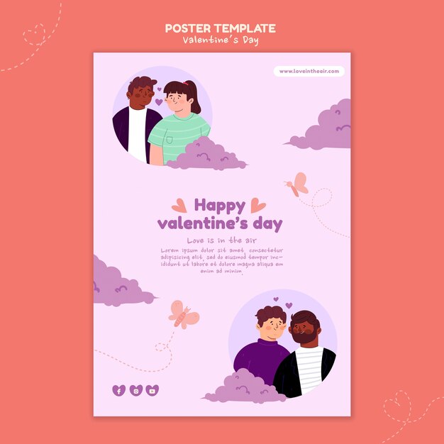 Modello di poster illustrato di San Valentino