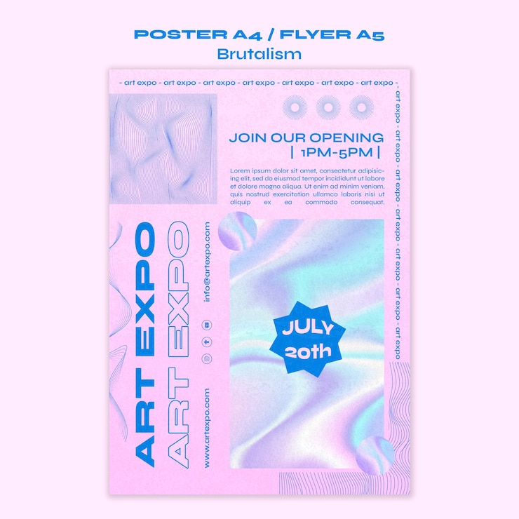 PSD gratuito modello di poster in stile brutalismo