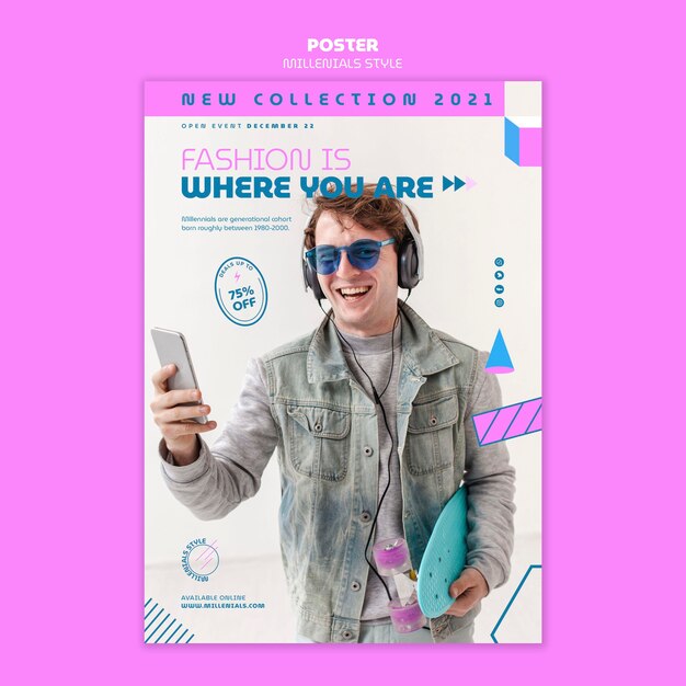 Modello di poster in stile Millennials