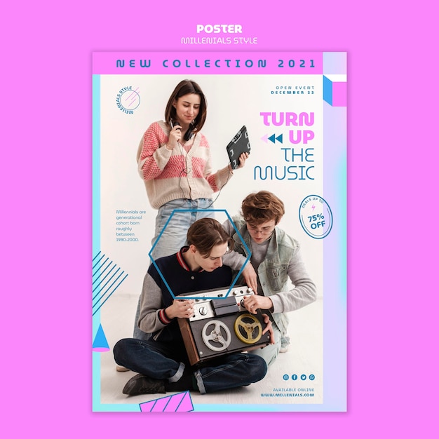 Modello di poster in stile Millennials