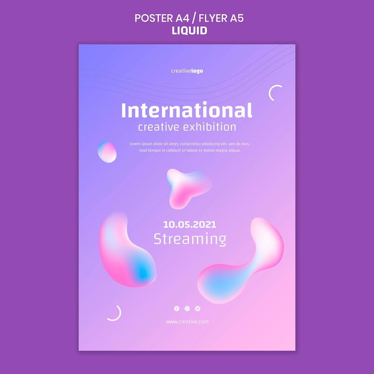 PSD gratuito modello di poster liquido