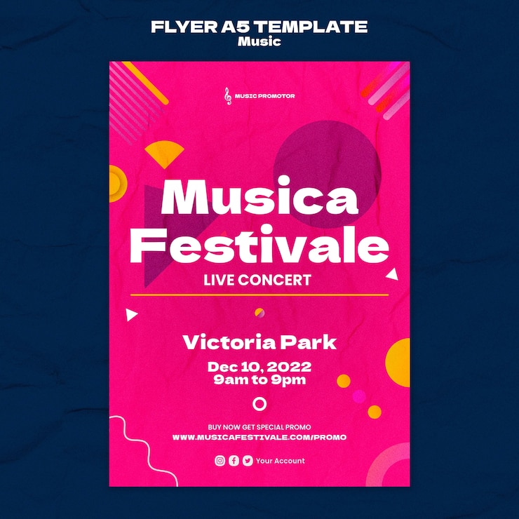 PSD gratuito modello di poster musicale design piatto