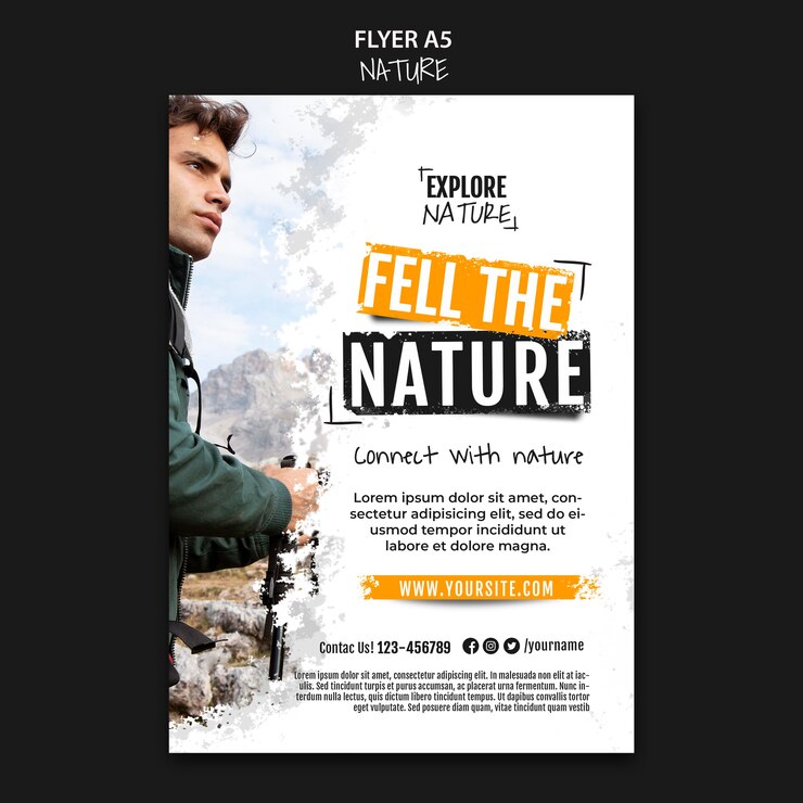 PSD gratuito modello di poster natura design piatto