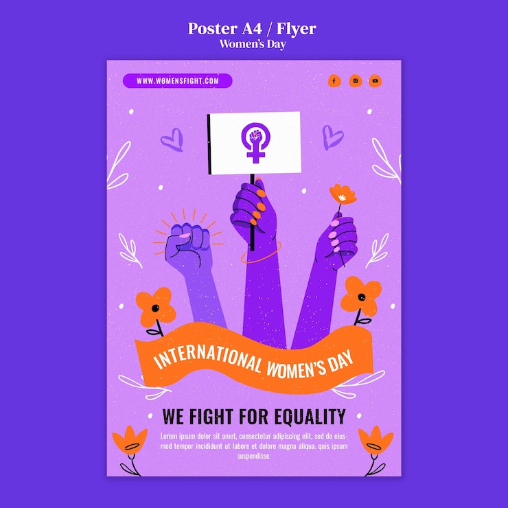 PSD gratuito modello di poster o volantino per la festa della donna