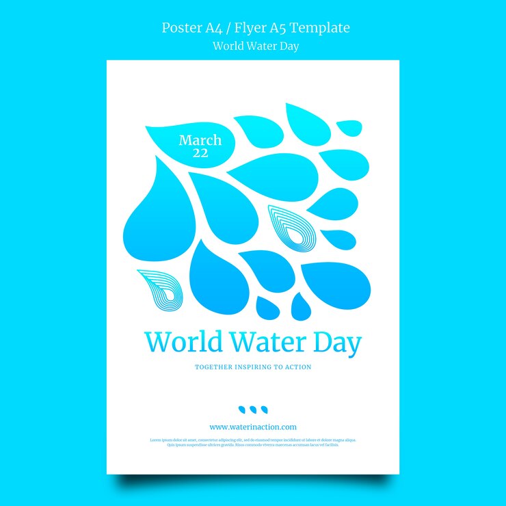 PSD gratuito modello di poster o volantino per la giornata mondiale dell'acqua