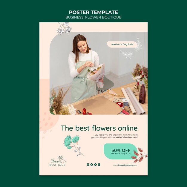 Modello di poster online dei migliori fiori