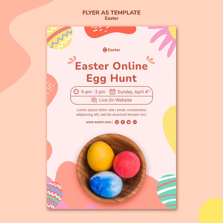 PSD gratuito modello di poster pastello giorno di pasqua