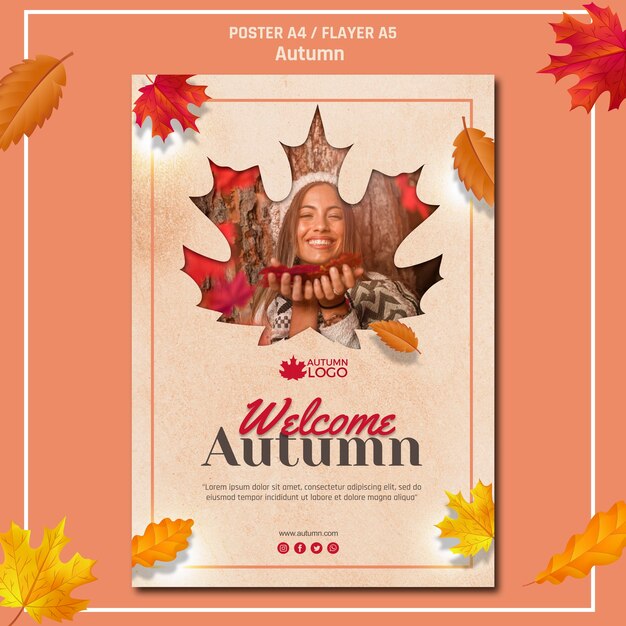 Modello di poster per accogliere la stagione autunnale