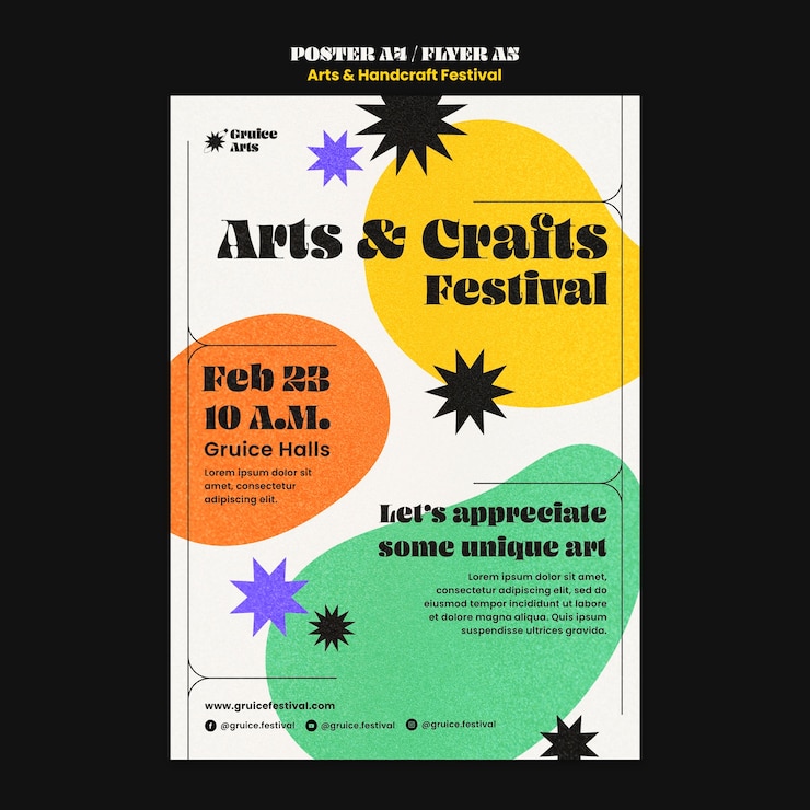 PSD gratuito modello di poster per arti dinamiche e artigianato