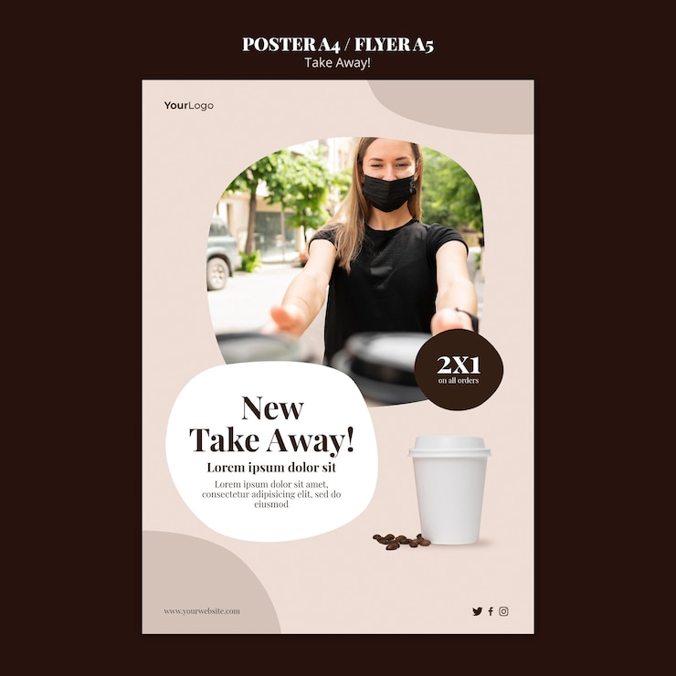 PSD gratuito modello di poster per caffè da asporto