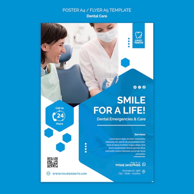 Modello di poster per cure odontoiatriche