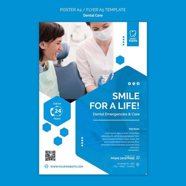 Modello di poster per cure odontoiatriche