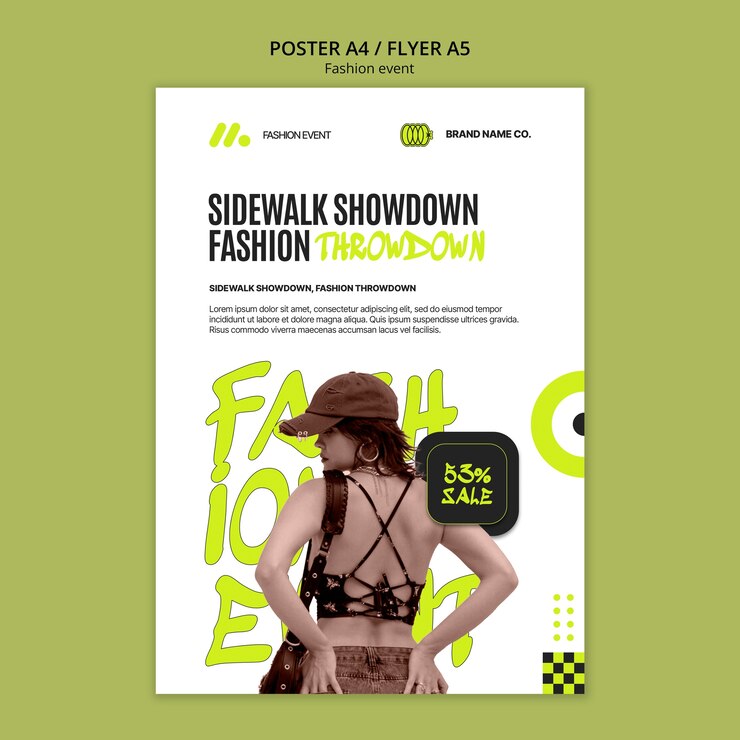 PSD gratuito modello di poster per eventi di moda a disegno piatto