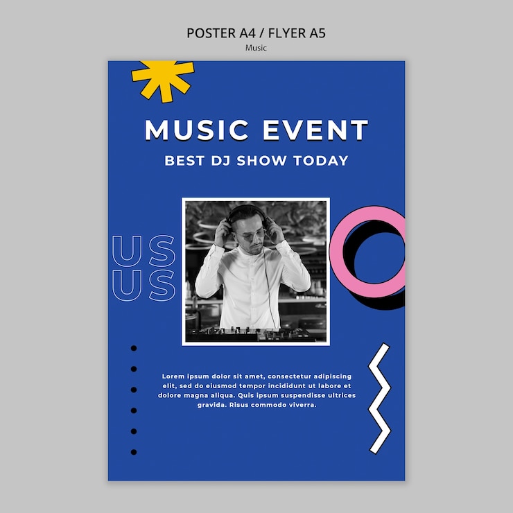 PSD gratuito modello di poster per eventi musicali retrò